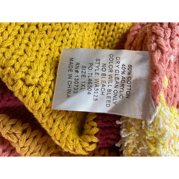 Umgee Yellow Knit Duster Cardigan Striped Open Front Bohemian Sweater - Picture 11 of 11